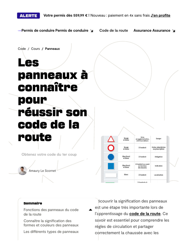 Panneaux de Signalisation Du Code de La Route - Ornikar | PDF ...