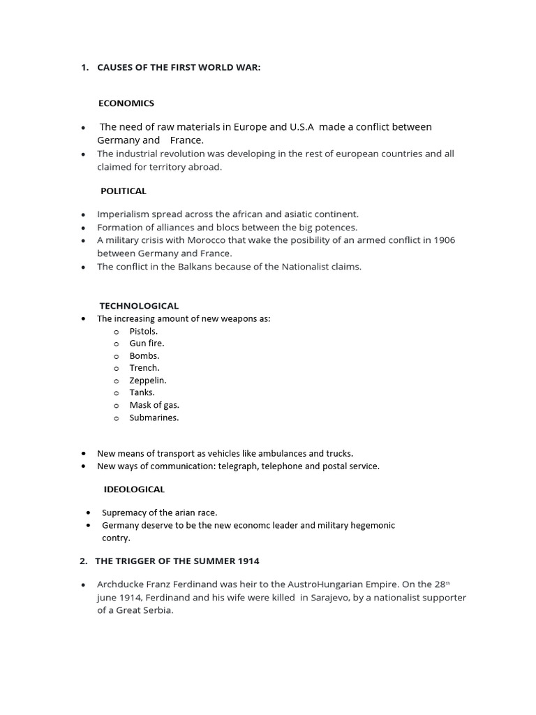 Causes and Consequences of WWI | PDF | World War I | Austria Hungary