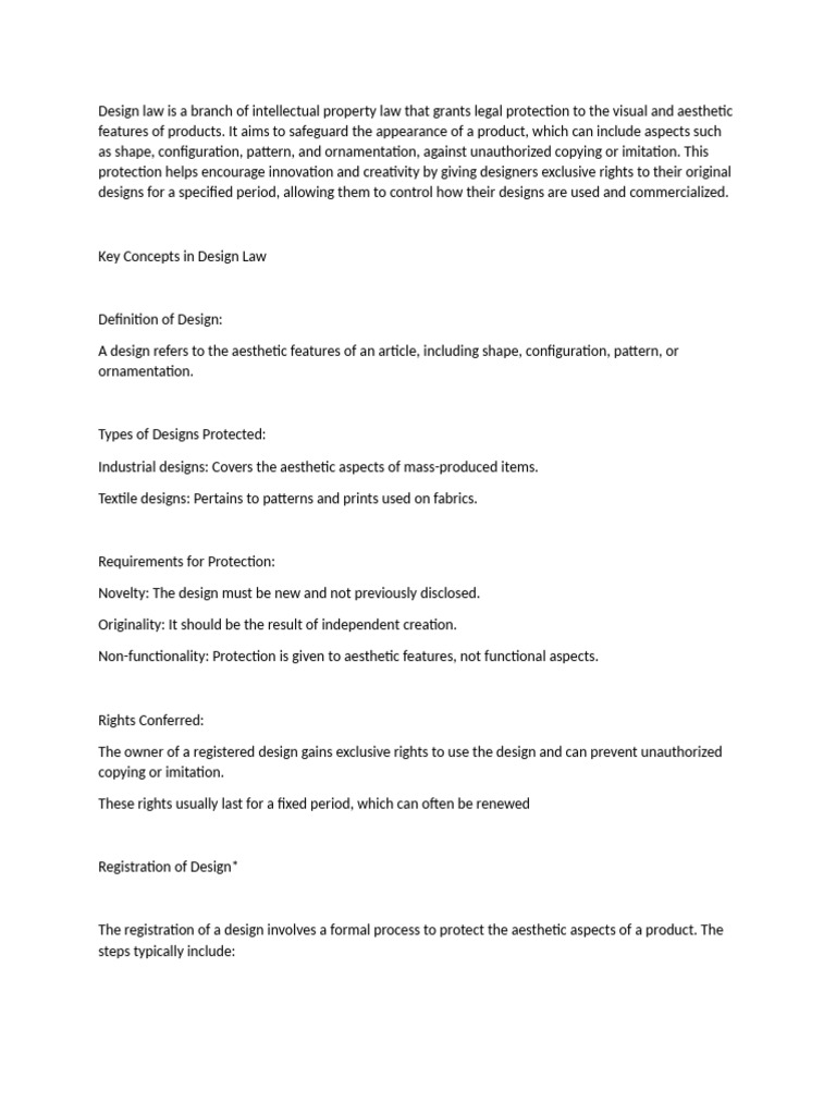 Design Law Is A Branch of Intellectual Property Law That Grants Legal ...