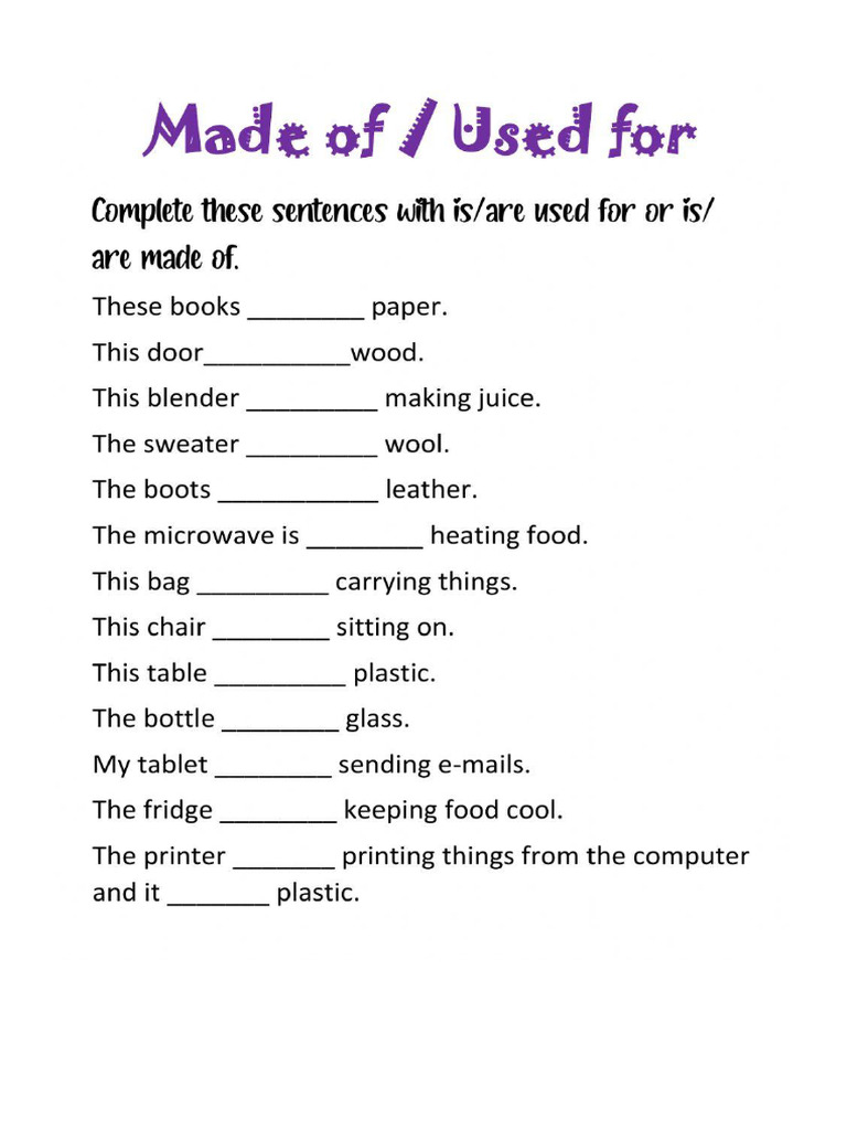 Made Of-Used For | PDF