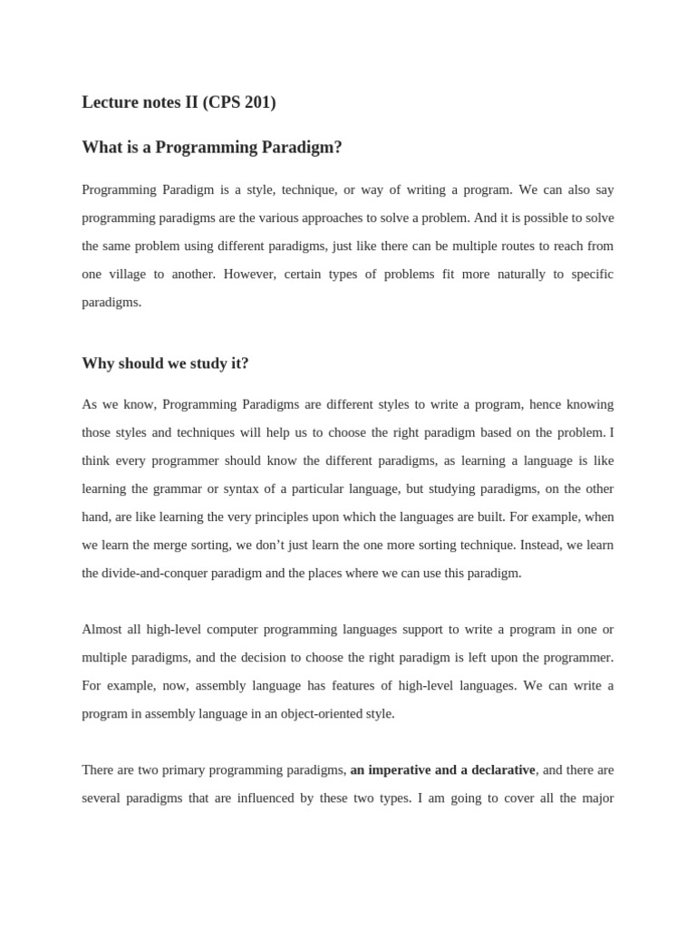 Overview of Programming Paradigms | PDF | Programming Paradigms ...