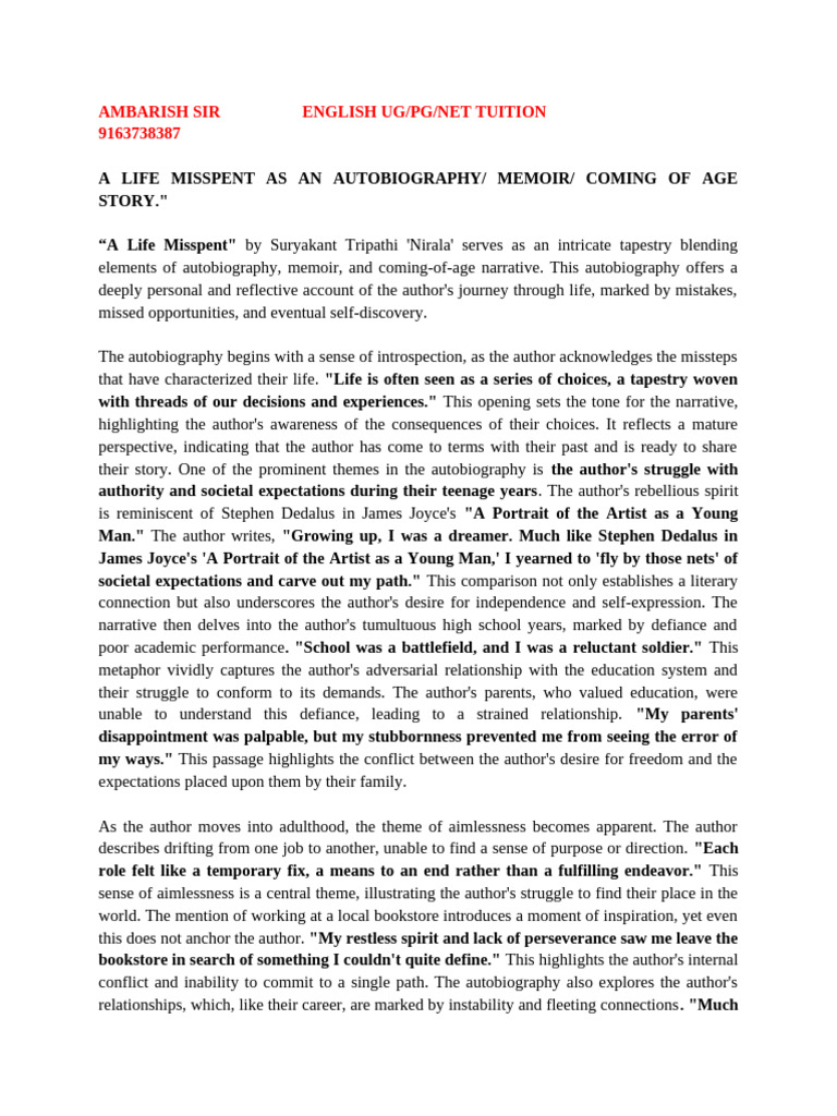 A Life Misspent: An Introspective Memoir | PDF | General Fiction
