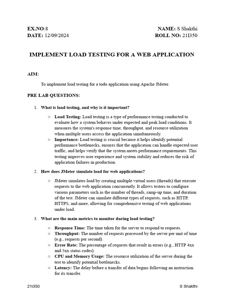 Load Testing a To-Do App with JMeter | PDF | Computing | Computer Science