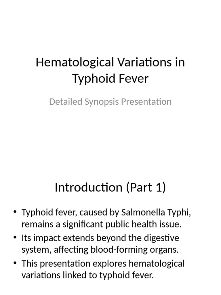 Hematological Variations Typhoid Presentation Expanded | PDF | Clinical ...