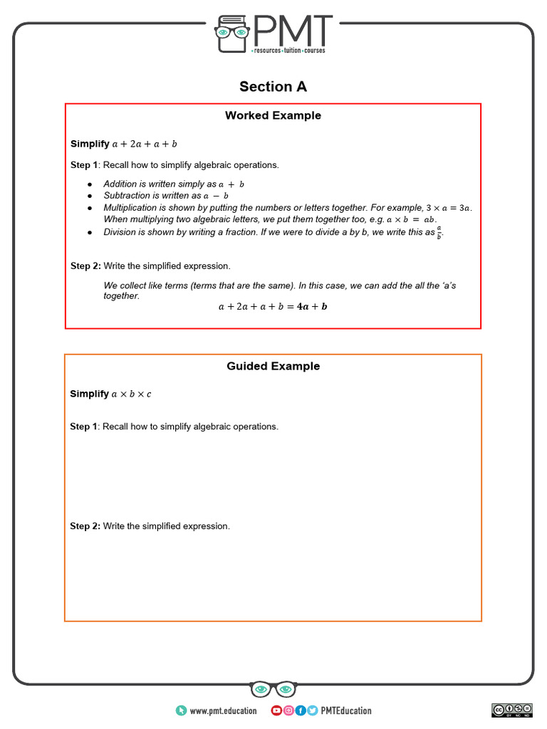 Notation and Vocabulary Worksheet - Algebra - Maths GCSE Page 2 | PDF