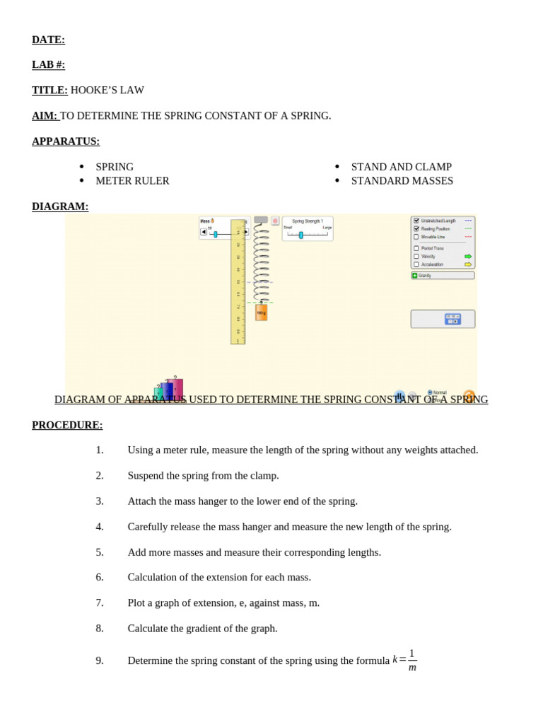 Hooke's Law Lab | PDF | Science & Mathematics