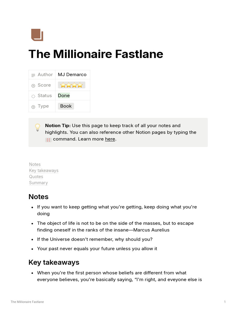 The Millionaire Fastlane Overview | PDF