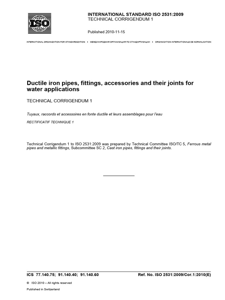 ISO 2531:2009 Technical Corrigendum 1 | PDF | International ...