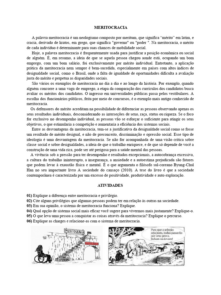 Meritocracia: Conceitos e Desafios | PDF | Meritocracia | Sociologia