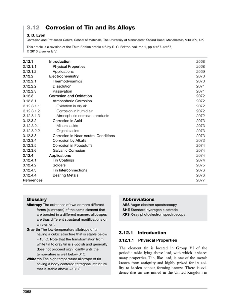 Tin Corrosion and Alloy Applications | PDF | Corrosion | Solder