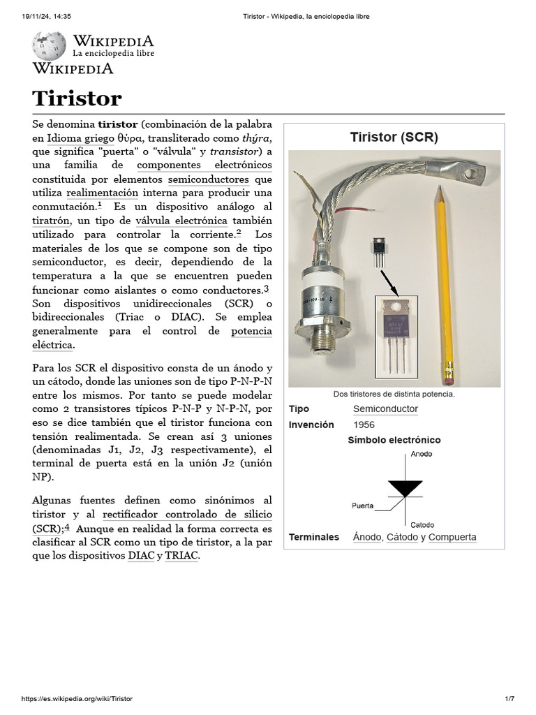 Tiristor | PDF | Dispositivos semiconductores | Ingenieria Eléctrica