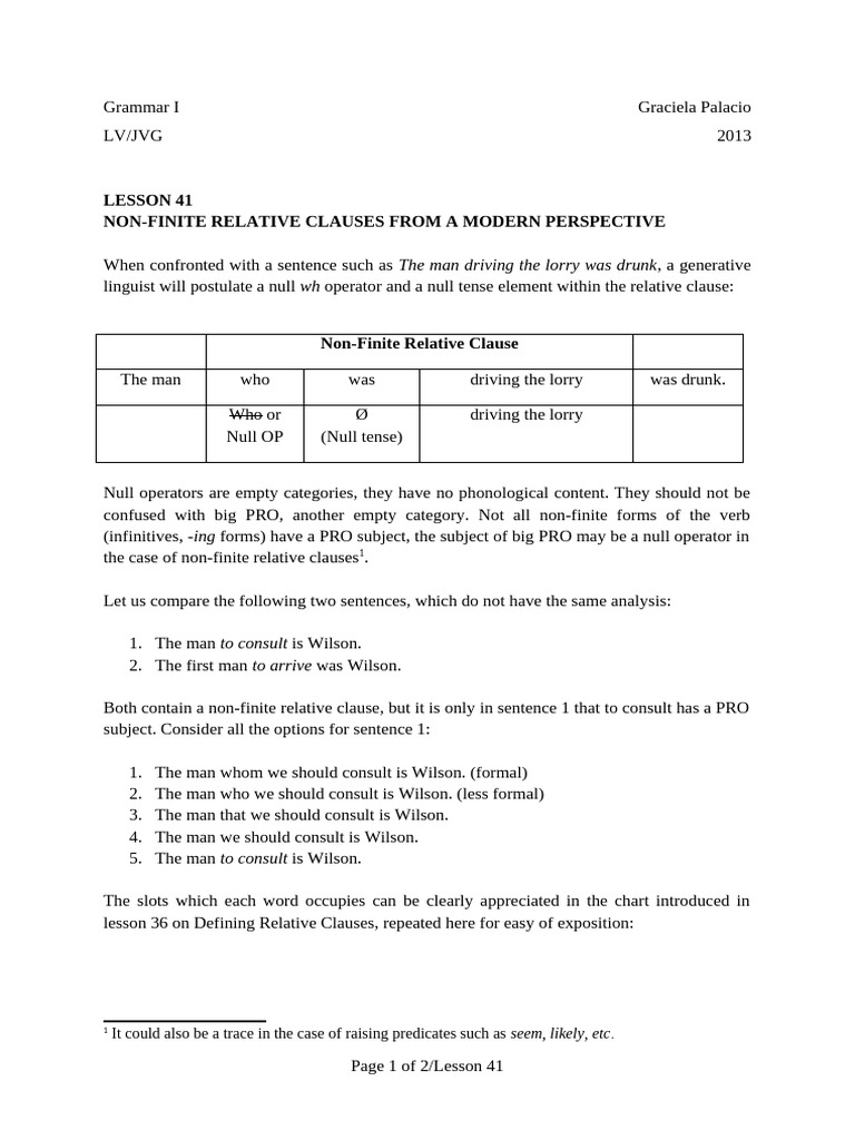 41 Non-Finite Relative Clauses | PDF | Clause | Subject (Grammar)