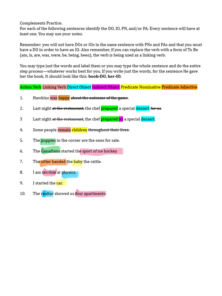Annotated-Complements Practice (Short Version) (2) 2 | PDF