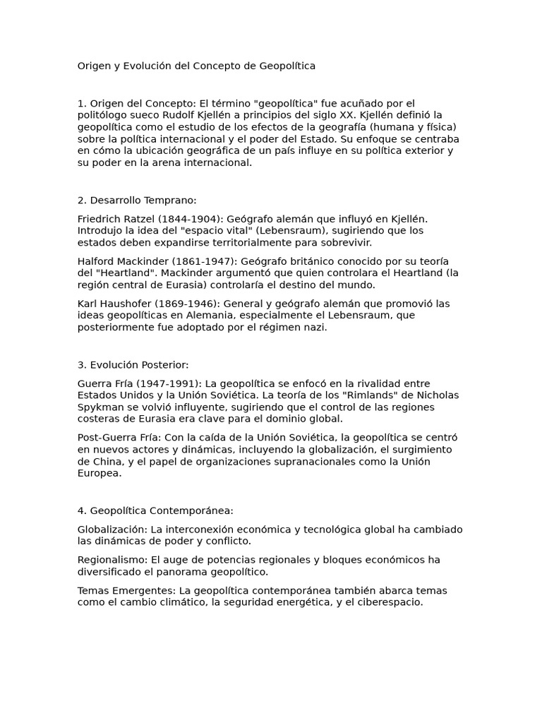Evolución Histórica de la Geopolítica | PDF