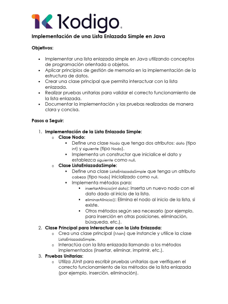 Lista Enlazada Simple en Java: Guía Completa | PDF | Ingeniería ...