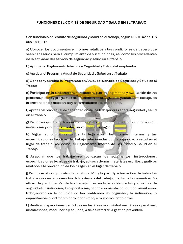 Funciones del Comité de SST | PDF | Seguridad y salud ocupacional