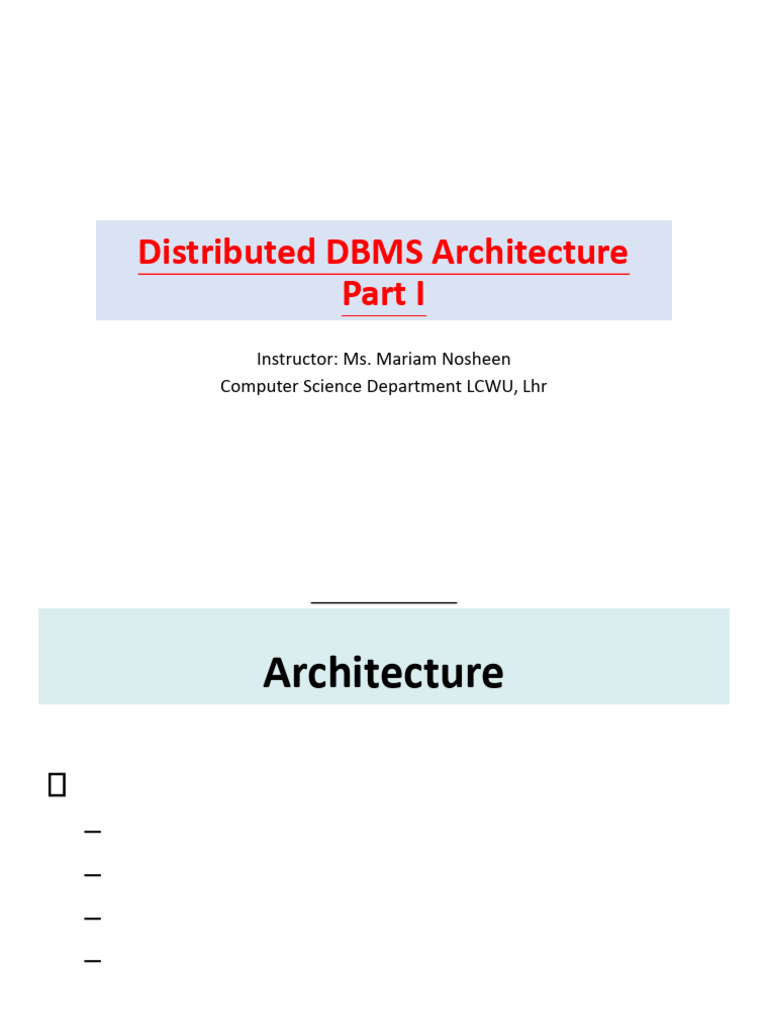 Distributed DBMSArchitecture Part I | PDF | Databases | Conceptual Model