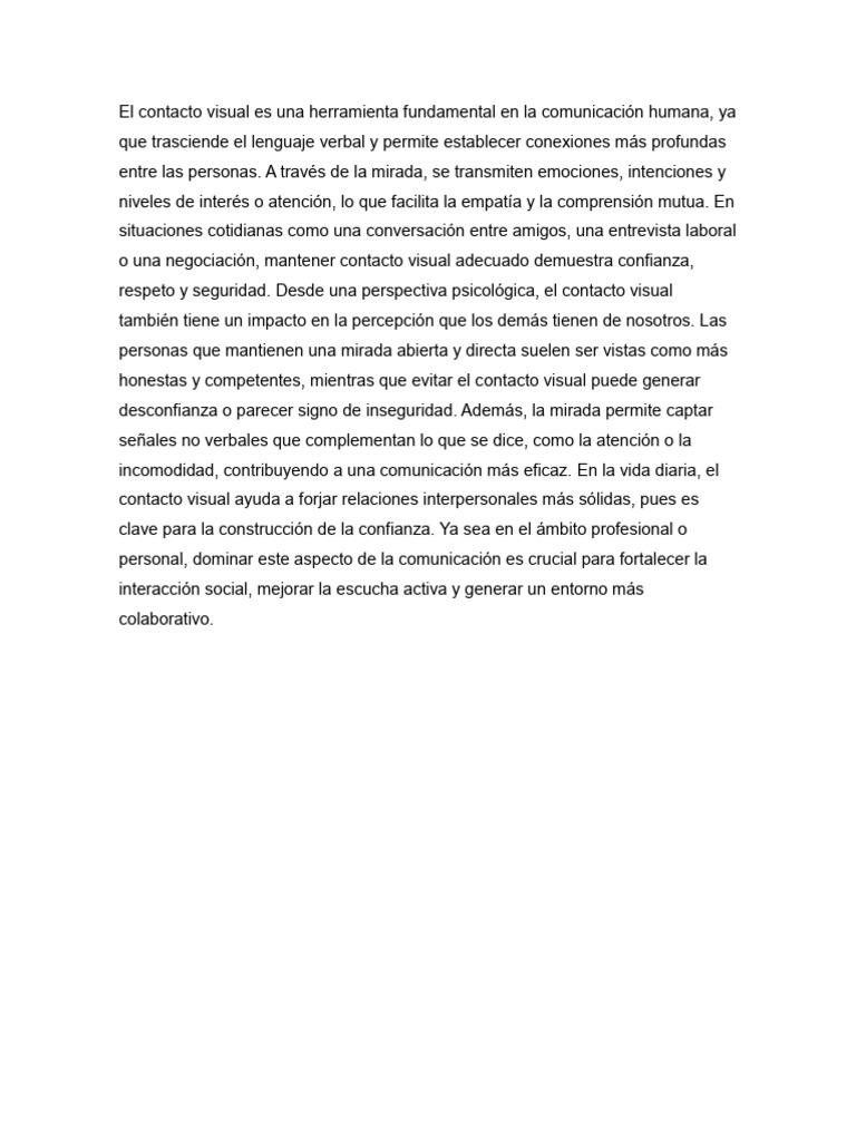 La Importancia Del Contacto Visual | PDF