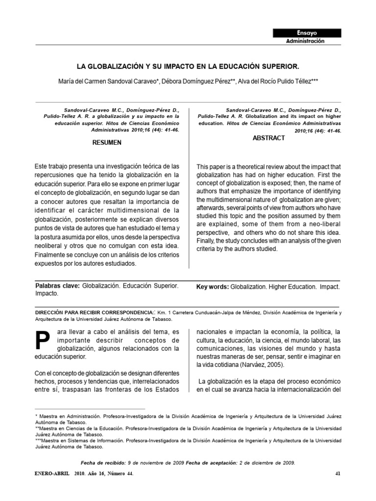 Impacto de la Globalización en Educación Superior | PDF | Globalización ...