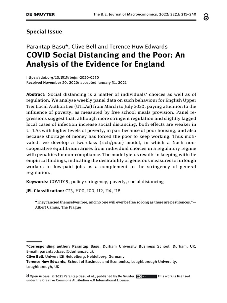 COVID-19 Social Distancing and Poverty in England | PDF | Fixed Effects ...