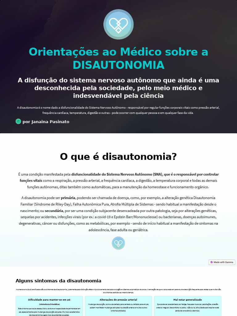 Cartilha de Orientacao Medica Sobre A DISAUTONOMIA | PDF | Sistema ...