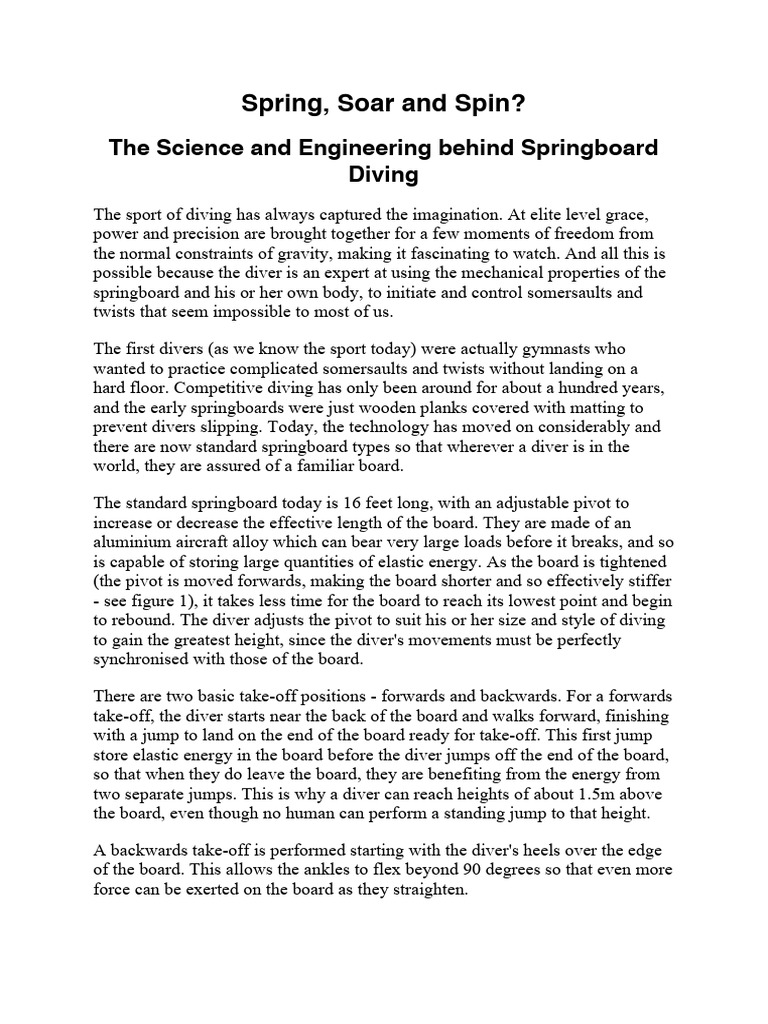 The Science of Springboard Diving | PDF | Angular Momentum | Mechanics