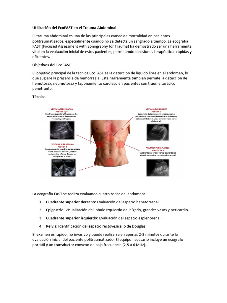 EcoFAST en Trauma Abdominal: Guía Rápida | PDF