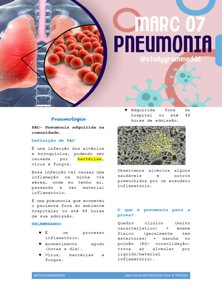 Pneumonia Adquirida na Comunidade: Definição e Tratamento | PDF ...