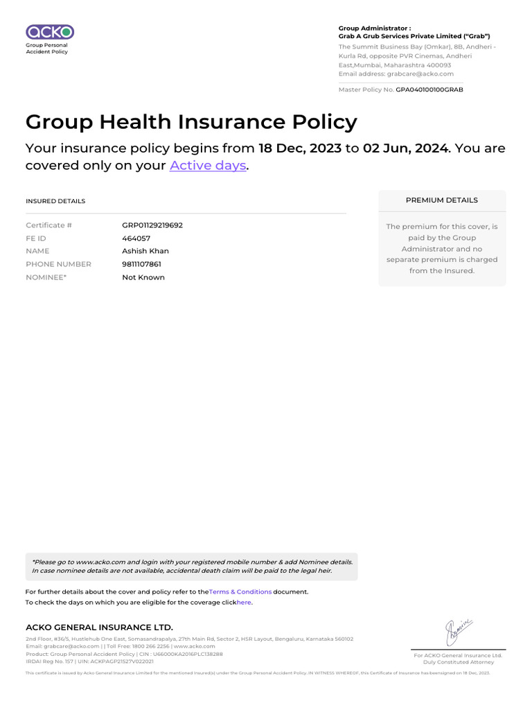 GRP01129219692 - Ashish Khan | PDF | Insurance | Financial Services