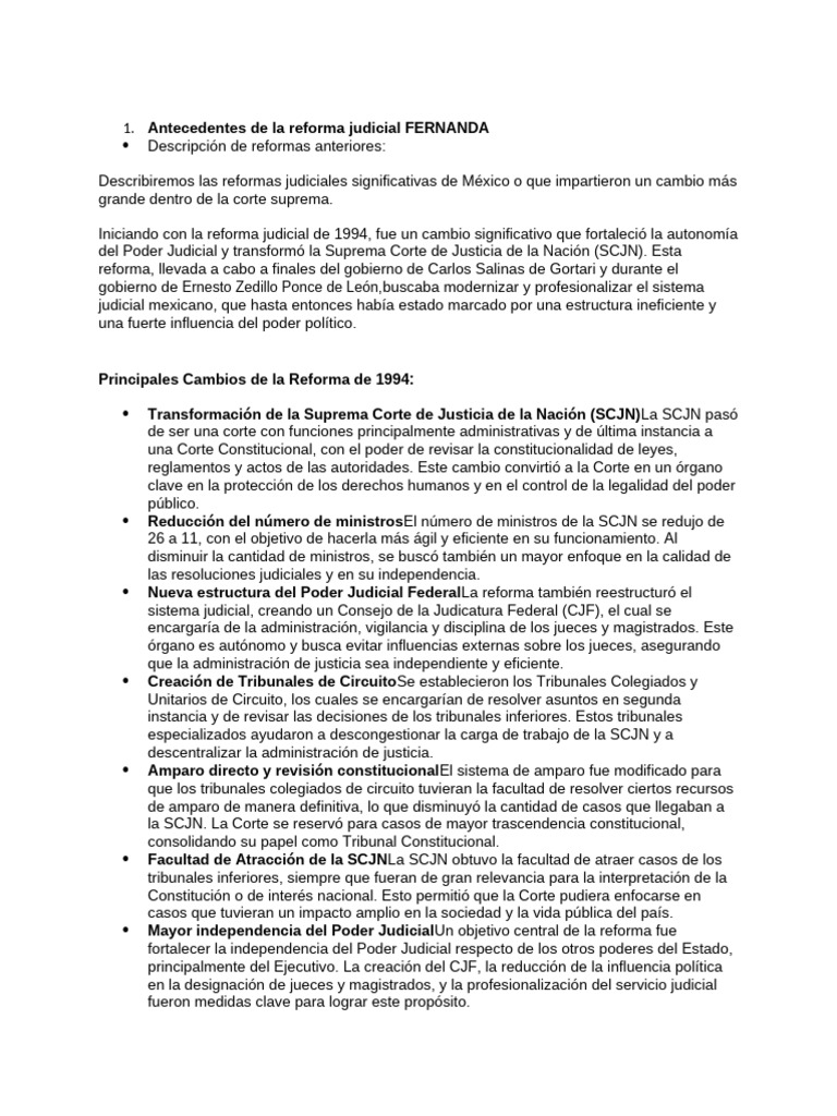 Reformas Judiciales en México: 1994-2008 | PDF | Corrupción política ...