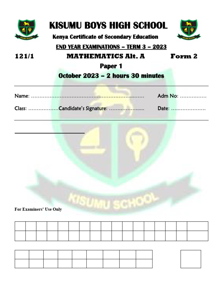 Form 2 End Year p1 | PDF | Pound Sterling | Euclidean Geometry