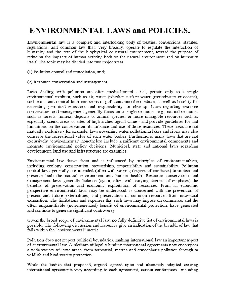 Environmental Law Note | PDF | Greenhouse Gas | Ratification