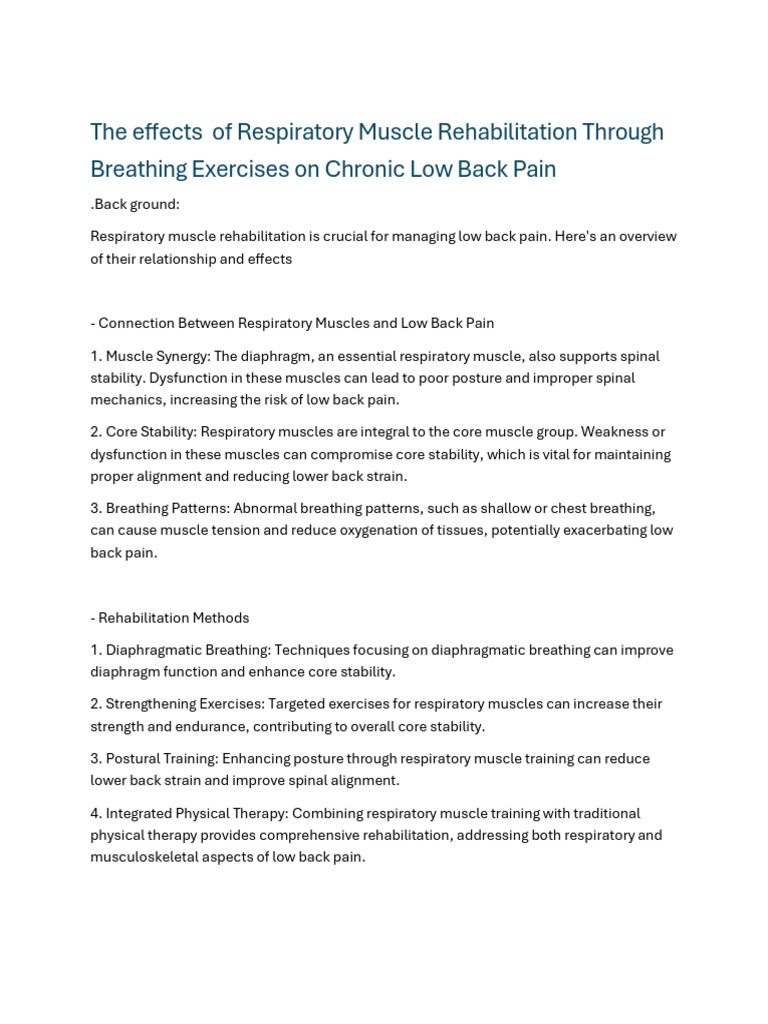Document 6 | PDF | Low Back Pain | Physical Therapy