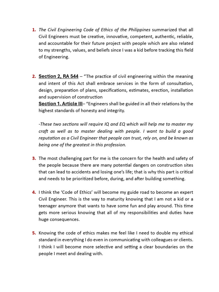 Civil Engineering Ethics in the Philippines | PDF | Career & Growth