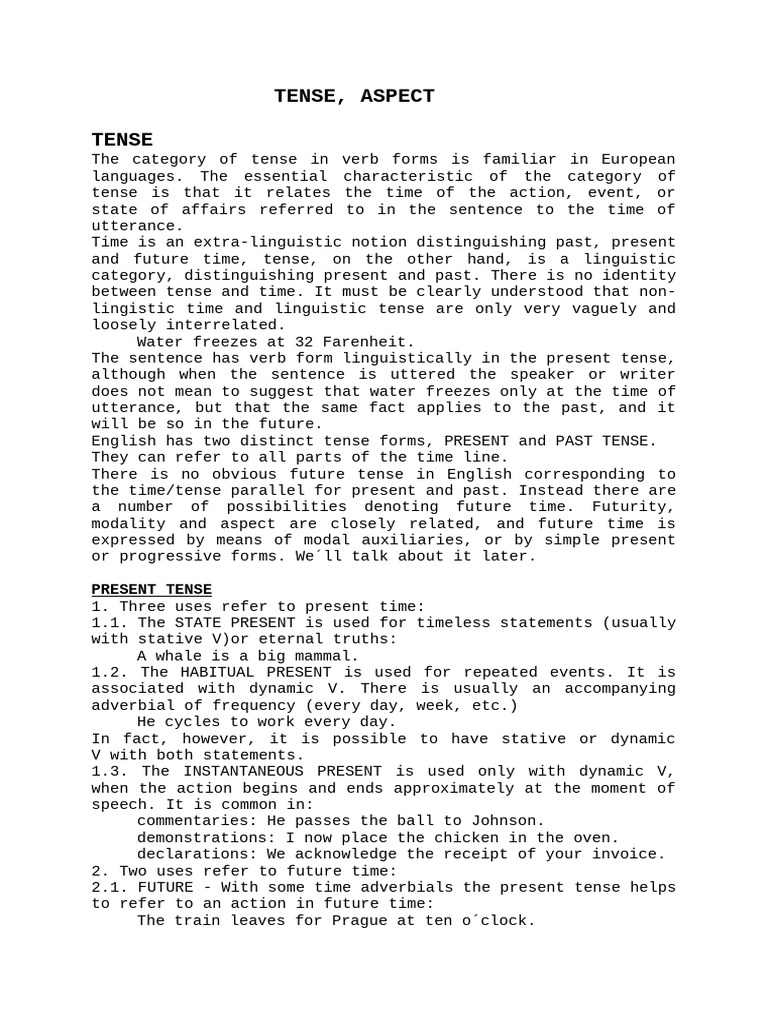 LECTURE13TENSE+ASPECT+FUTURE (1) Grammar | PDF | Grammatical Tense ...
