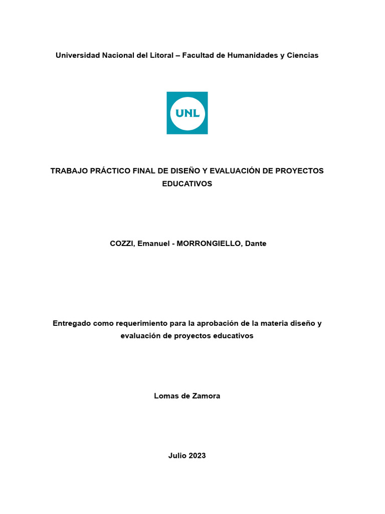 TP Final Diseño | PDF | Evaluación | Enseñando