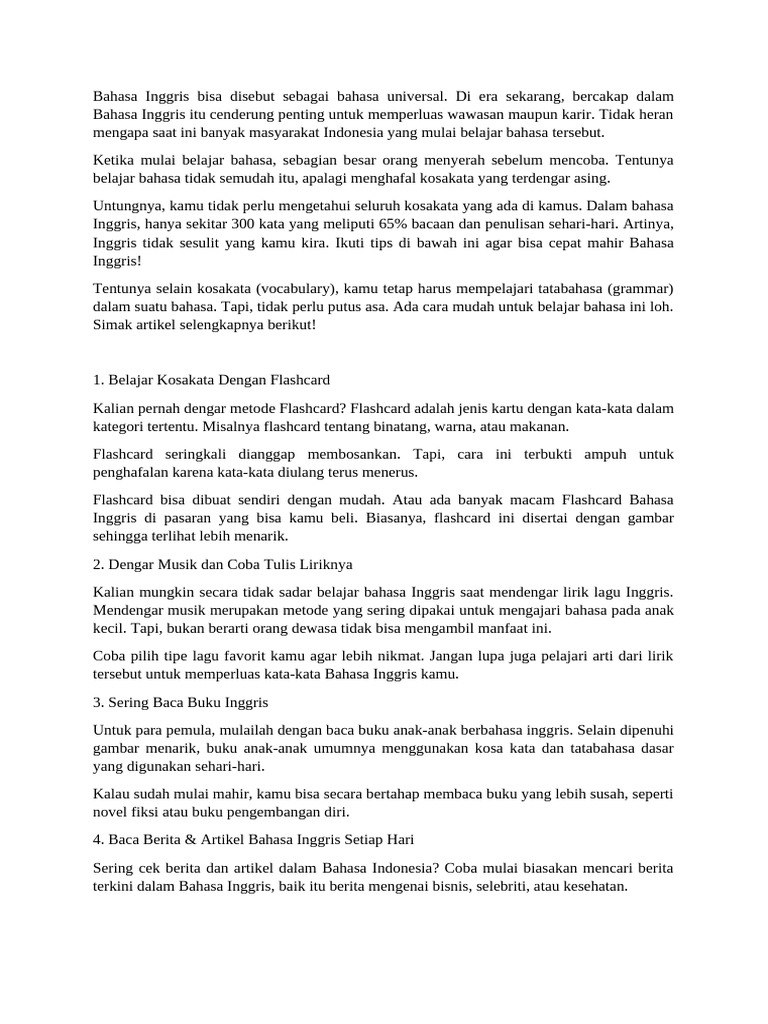 Bahasa Inggris Bisa Disebut Sebagai Bahasa Universal | PDF