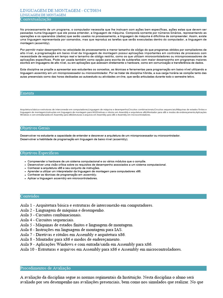 Aula 00 | PDF | Linguagem Assembly | Linguagem de programação