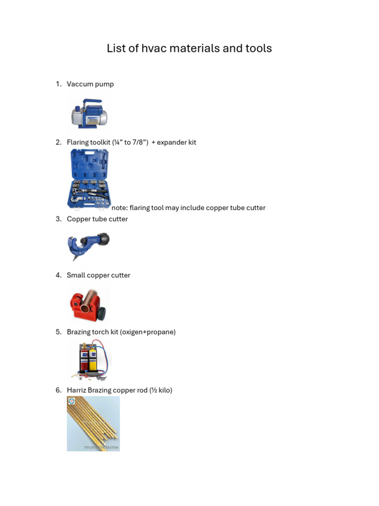 Essential HVAC Tools and Materials List | PDF