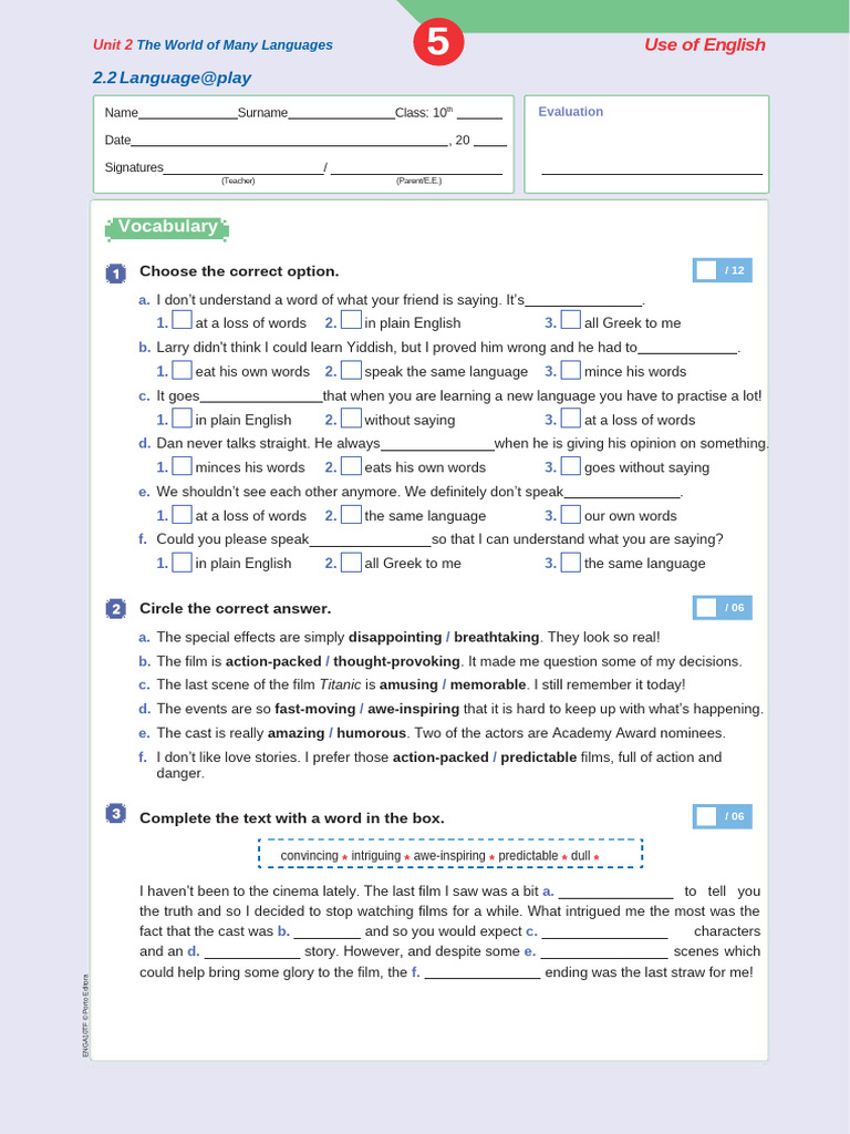 Mini Test 2 2 Use English | PDF | English Language | Human Communication