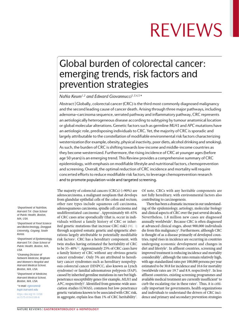 10.1038@s41575 019 0189 8 | PDF | Colorectal Cancer | Carcinogenesis