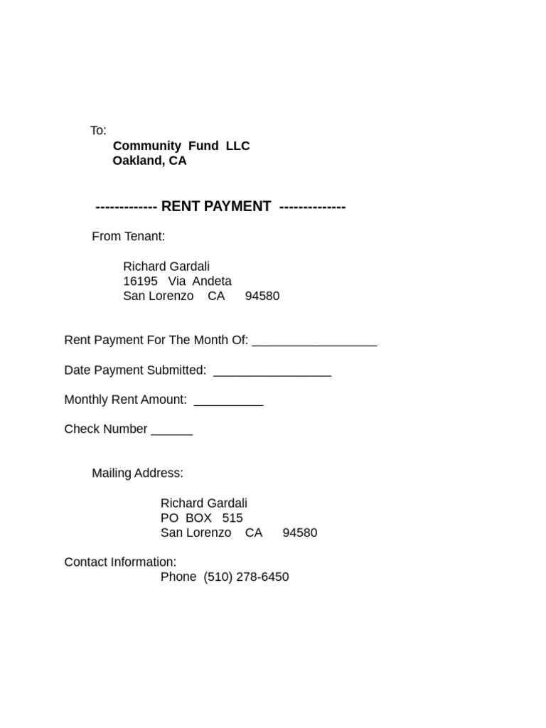 Rent Cover Letter | PDF | Finance & Money Management | Law