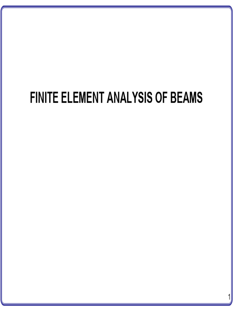 Finite Element Analysis of Beams | PDF | Bending | Beam (Structure)