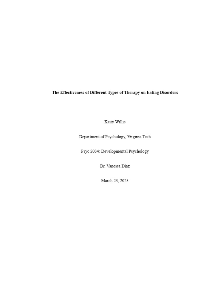 The Effectiveness of Different Types of Therapy On Eating Disorders ...