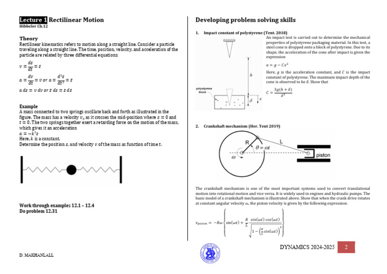 DYN lecture 1 | PDF | Acceleration | Velocity