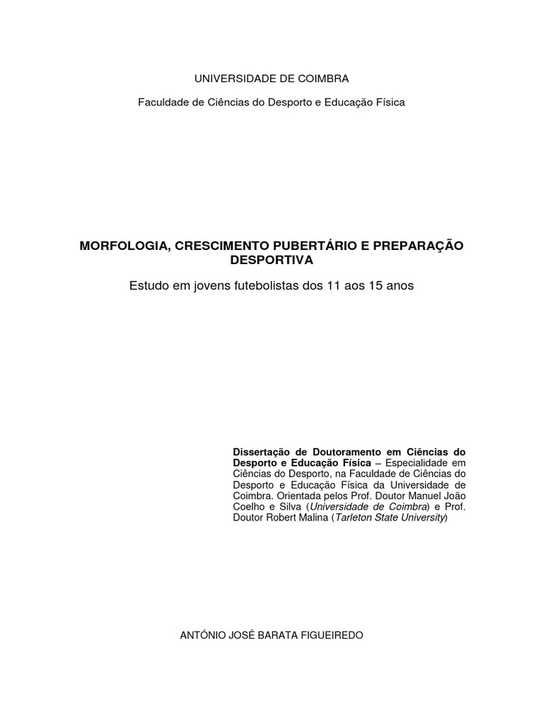 Morfologia E Crescimento Em Jovens Futebolistas PDF Psicologia 