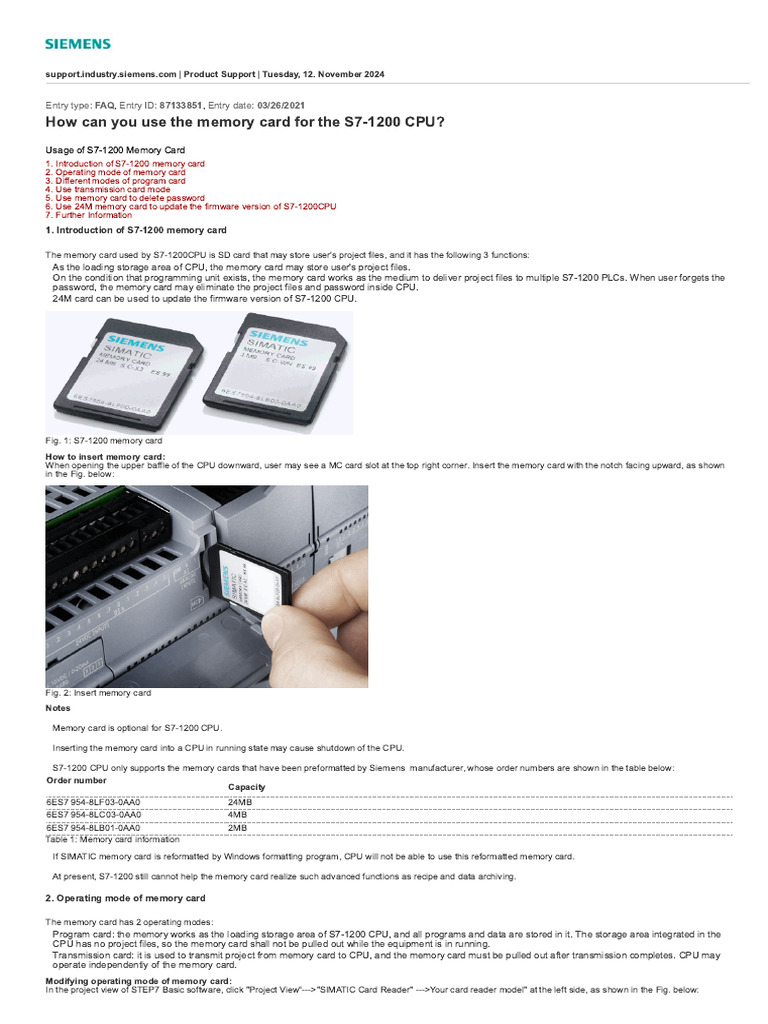 How Can You Use The Memory Card For The.. | PDF