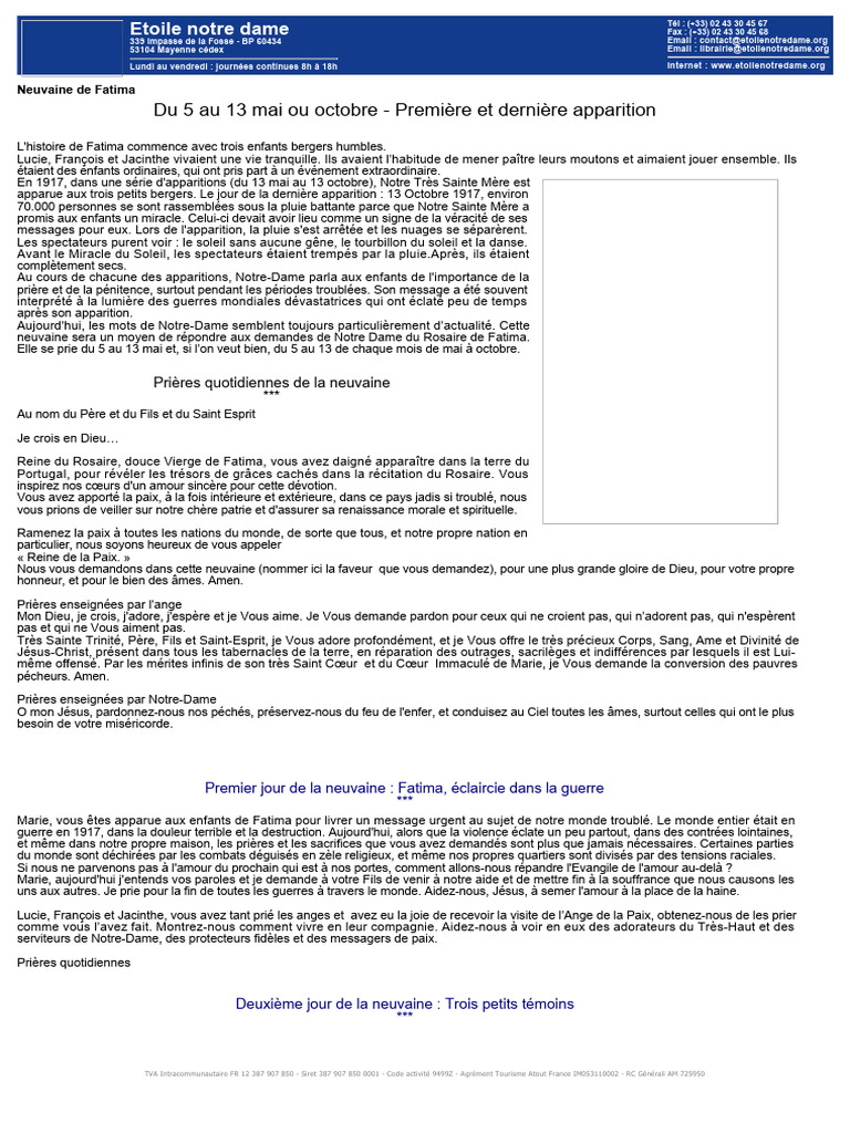 Neuvaine de Fatima : Prières et Histoire | PDF | Dieu | Prière