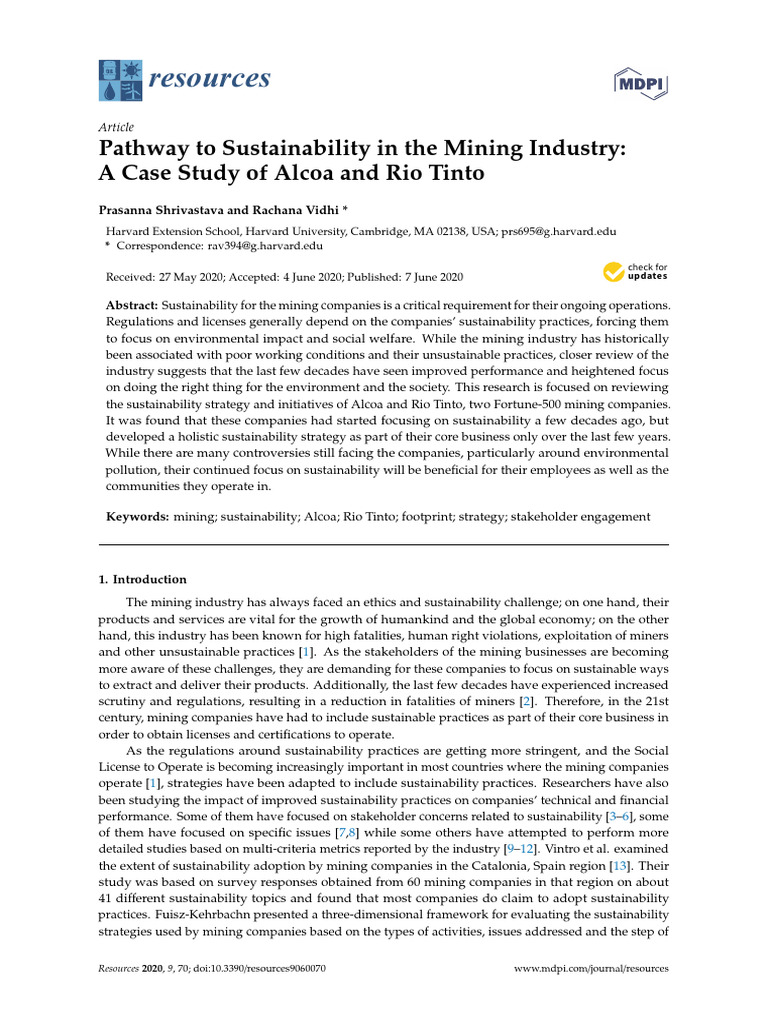 Mining Sustainability: Alcoa & Rio Tinto Case Study | PDF | Alcoa ...