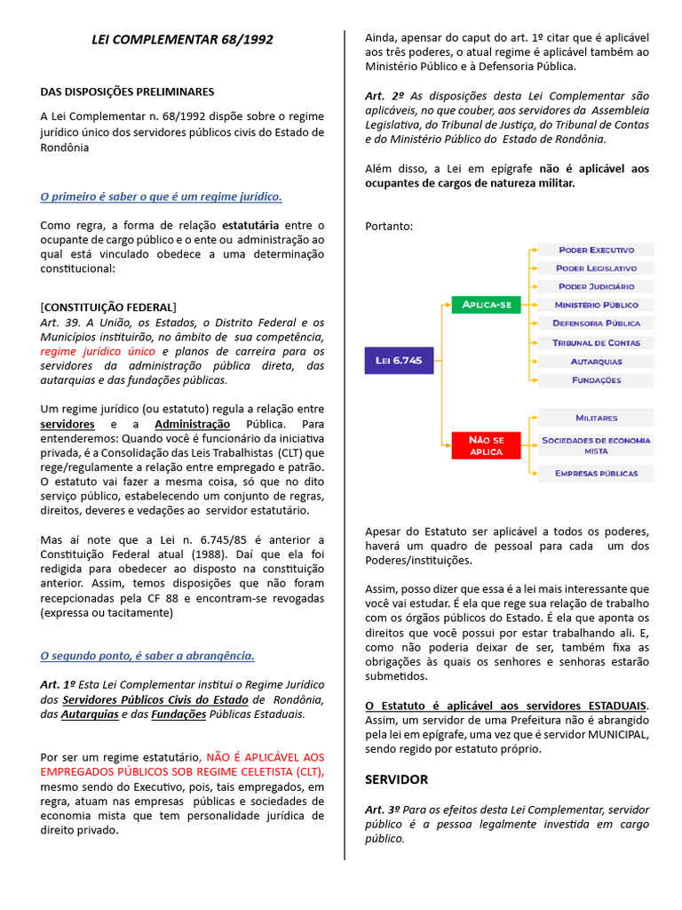 Regime Jurídico dos Servidores de RO | PDF | Administração pública ...